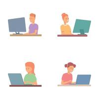 Software development icons set cartoon . Software development specialist vector