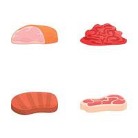 Meat icons set cartoon . Different type of meat product vector