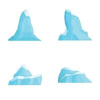 Floating iceberg icons set cartoon . Iceberg floating in ocean vector