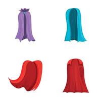 Cape cloth icons set cartoon . Cloak of various color vector