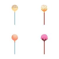 Sweet lollipop icons set cartoon . Round multicolored candy on stick vector