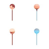 Colorful lollipop icons set cartoon . Round multicolored candy on stick vector
