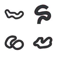 Various track icons set cartoon . Curve and circle racetrack vector