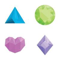 Gemstone icons set cartoon . Different shape and color precious stone vector