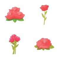 Set of cartoon style elegant red flowers vector