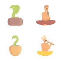 Indian snake charmer and cobra illustrations vector