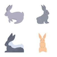 Set of four cartoon rabbits in different poses vector