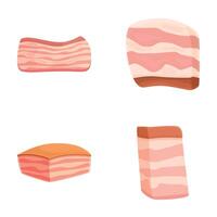 Assorted bacon strips illustration set vector