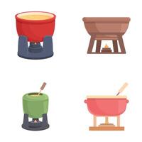 Set of isolated fondue pots illustration vector