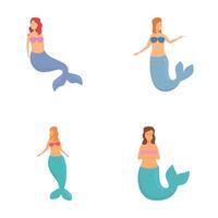 Set of diverse mermaid characters vector