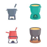 Assorted fondue pots set on white background vector