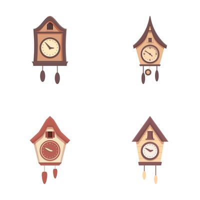 Set of vintage cuckoo clocks illustration