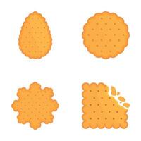 Set of four different cracker shapes including whole and bitten variations vector