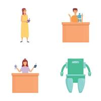 Diverse group of professionals and robot vector