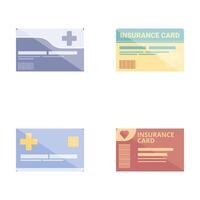 Set of various health insurance cards illustrations vector