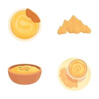 Assorted cartoon dips and chips set vector