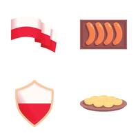 Assorted icon set with banner, chocolate, shield, and cookies vector