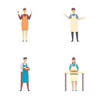 Set of professional chefs in various poses vector