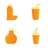 Variety of carrot juice containers vector