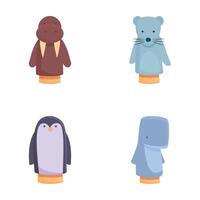 Set of four adorable cartoon animals on a white background vector