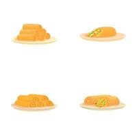 Set of assorted mexican foods on plates vector