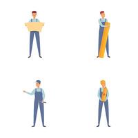 Set of professional architects in various poses vector