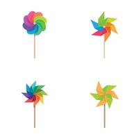 Colorful pinwheel set on white background vector