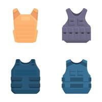 Assorted bulletproof vests icon set vector