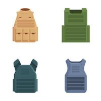 Set of various military vests illustration vector