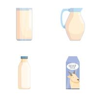 Various milk container icons set vector