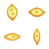 Set of cartoonstyled fried eggs on white background vector