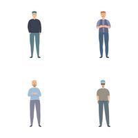 Set of cartoon men standing in different poses vector