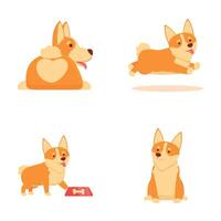 Cute cartoon corgi set in various poses vector
