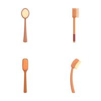 Assorted wooden brushes set on white background vector