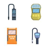 Set of digital gas pump nozzles and meters icons vector