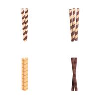 Assorted chocolate wafer sticks isolated on white vector