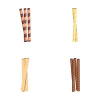 Assorted chocolate and vanilla wafer sticks isolated vector