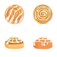 Assortment of delicious cinnamon rolls and pastries vector