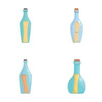 Set of cartoon glass bottles with colorful liquids vector