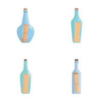 Assorted glass bottles with paper messages vector