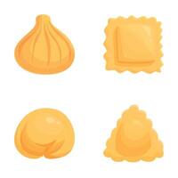 Assorted pasta shapes set vector
