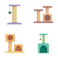 Assorted modern cat scratching posts vector