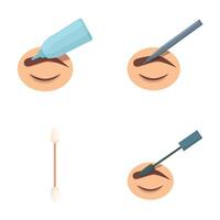 icons set showing four steps of eye makeup application vector