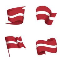 Set of latvian flags on white background vector