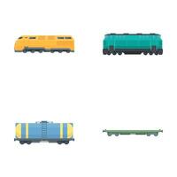 Set of various cartoon trains isolated on white background vector