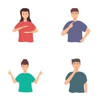 Set of diverse people displaying different gestures vector