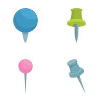 Assorted push pins set on white background vector