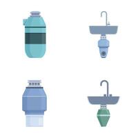 Set of water filter and sink icons vector