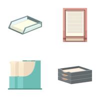 Stationery elements, tray, document, book, and drawer vector
