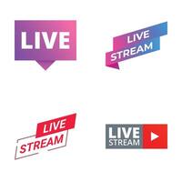 Collection of colorful live stream banners suitable for web and broadcasting vector